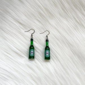Heineken Green Bottle Beer Bottle Humor Gag Joke Gift Alcoholic Charms Earrings